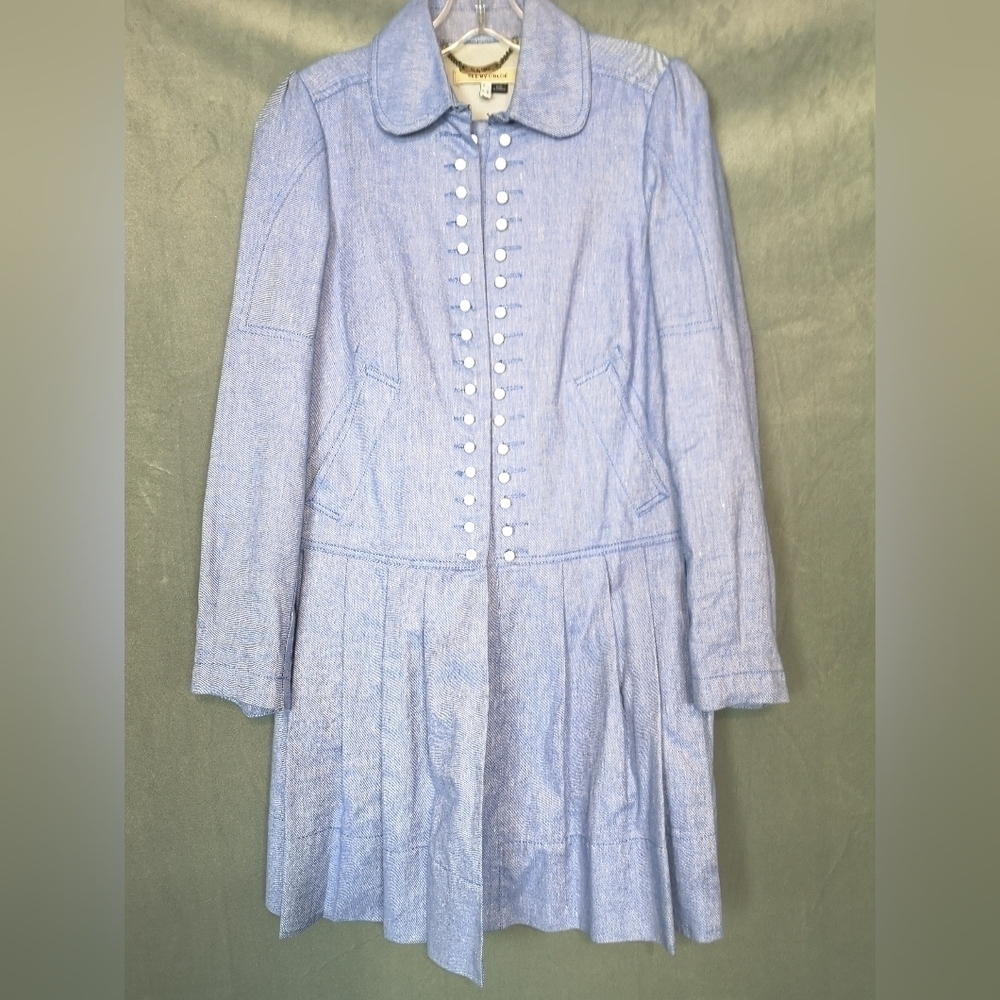 Vintage See By Chloe Sailor Chambray Denim Pleated Shirt Dress